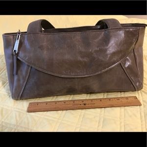 Elegant mushroom colored leather shoulder bag